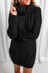 Cowl Neck Cable Knit Sweater Dress